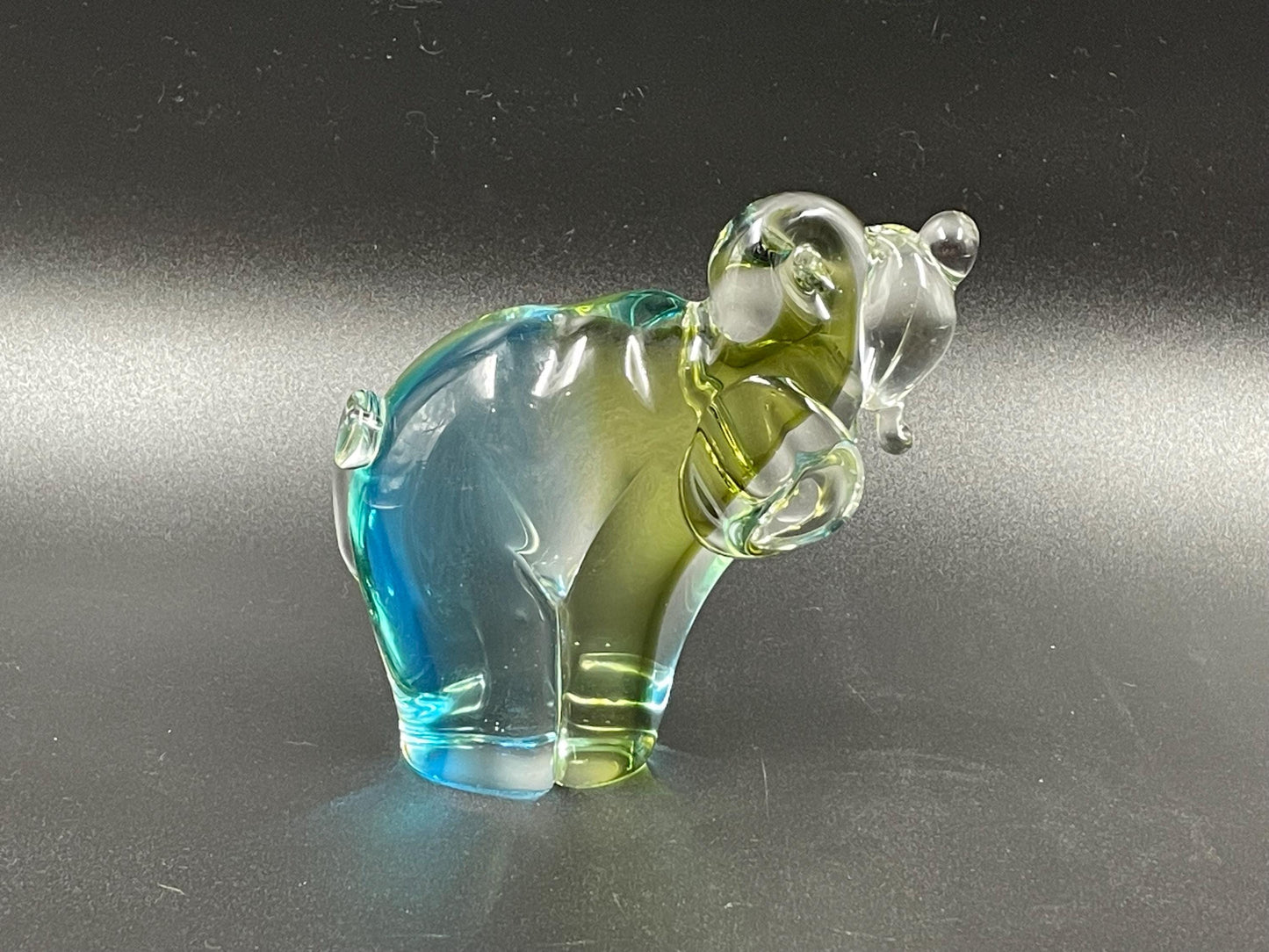 Lorraine Olive/Blue Art Glass Hound Dog, Canadian Art Glass Circa 1962-1974