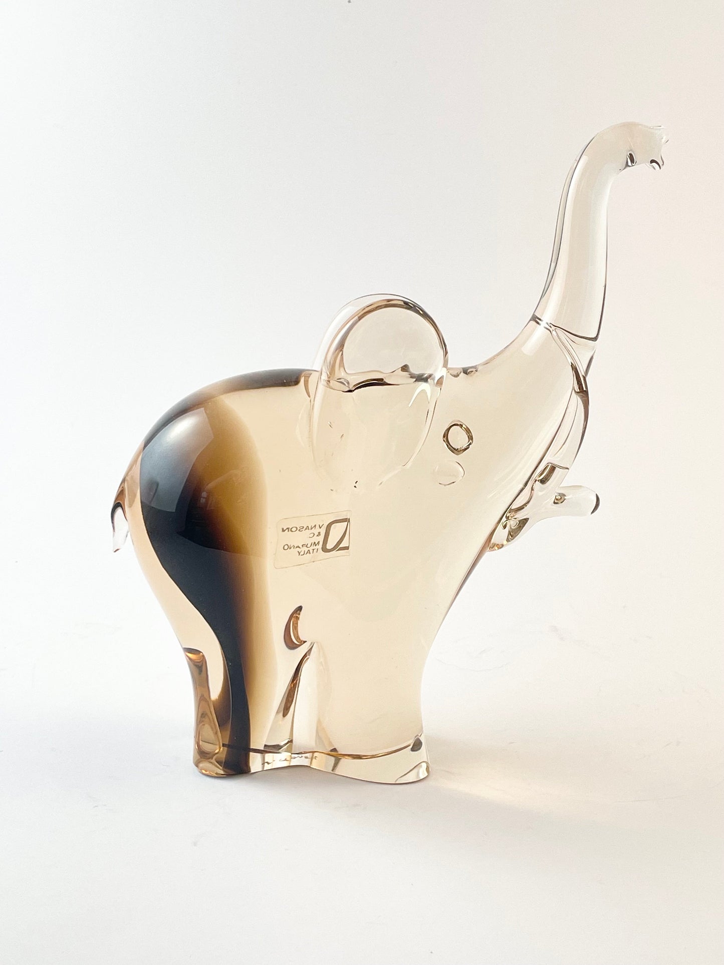 Murano Glass Elephant, Stickered/Signed V. Nason & C, Murano, Italy, Circa 1989-2001