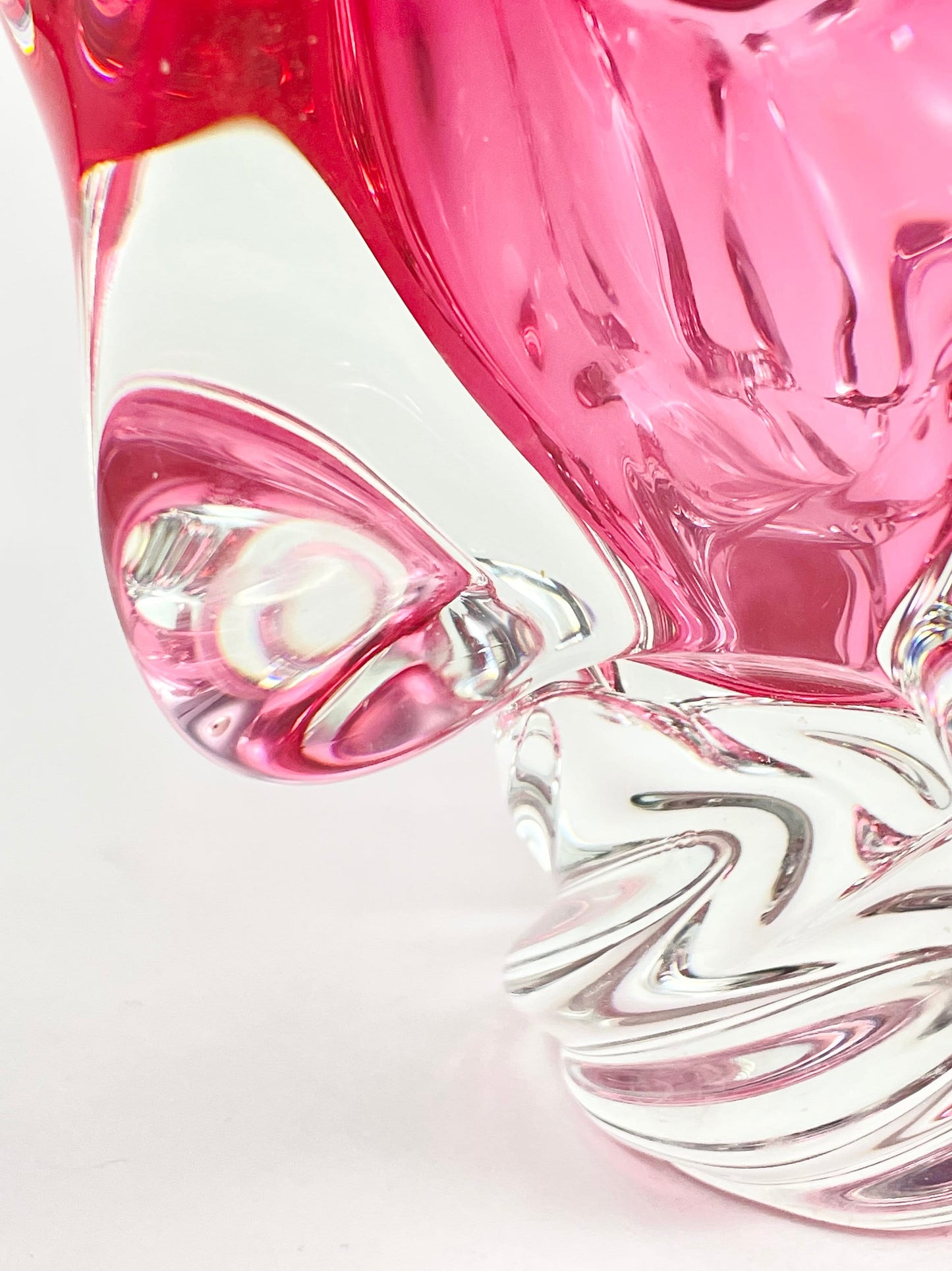 Cranberry Pink Art Glass Vase, Josef Hospodka Chribska Glassworks, Czechoslovakia, Czech/Bohemian Art Glass