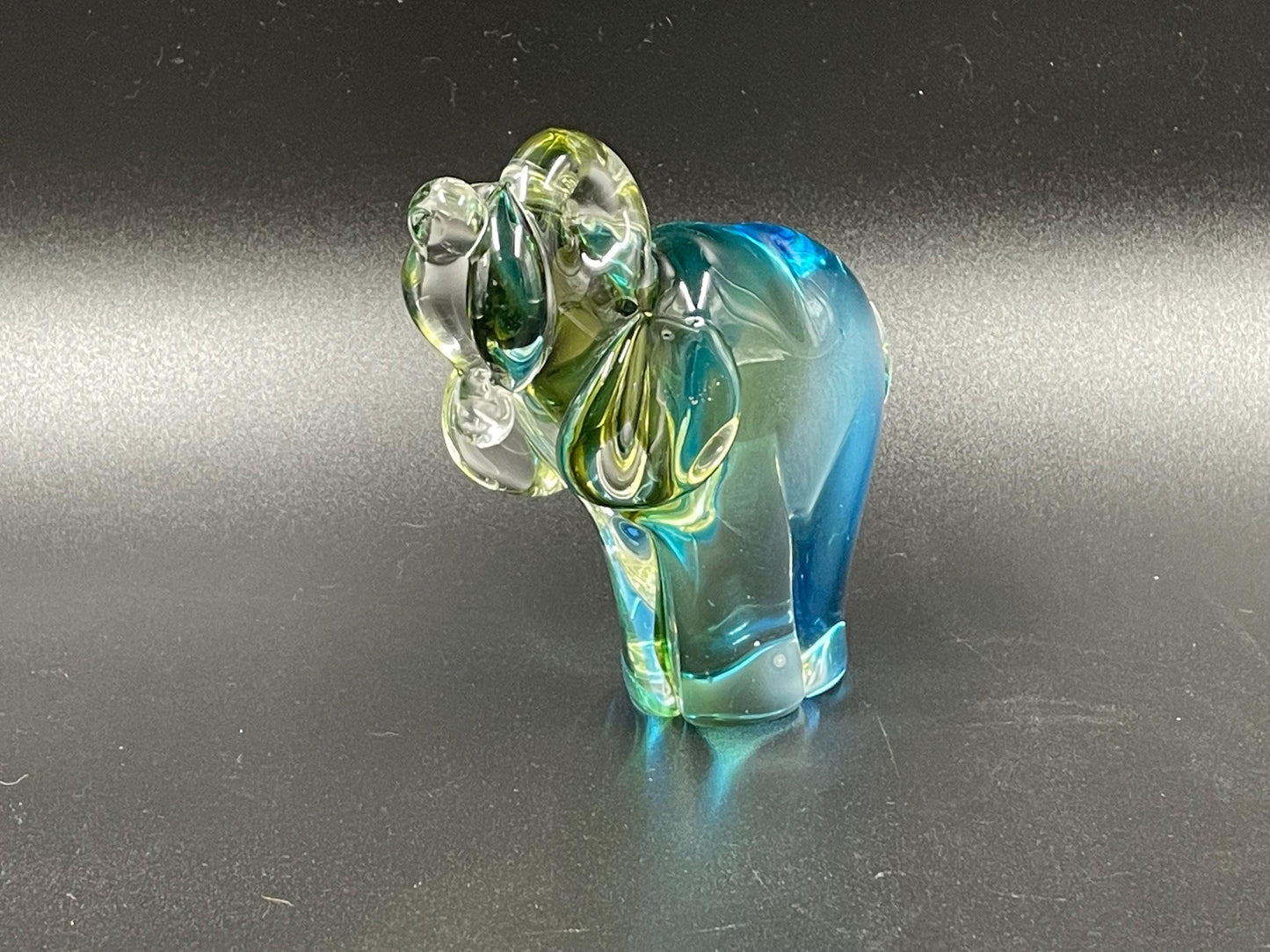 Lorraine Olive/Blue Art Glass Hound Dog, Canadian Art Glass Circa 1962-1974