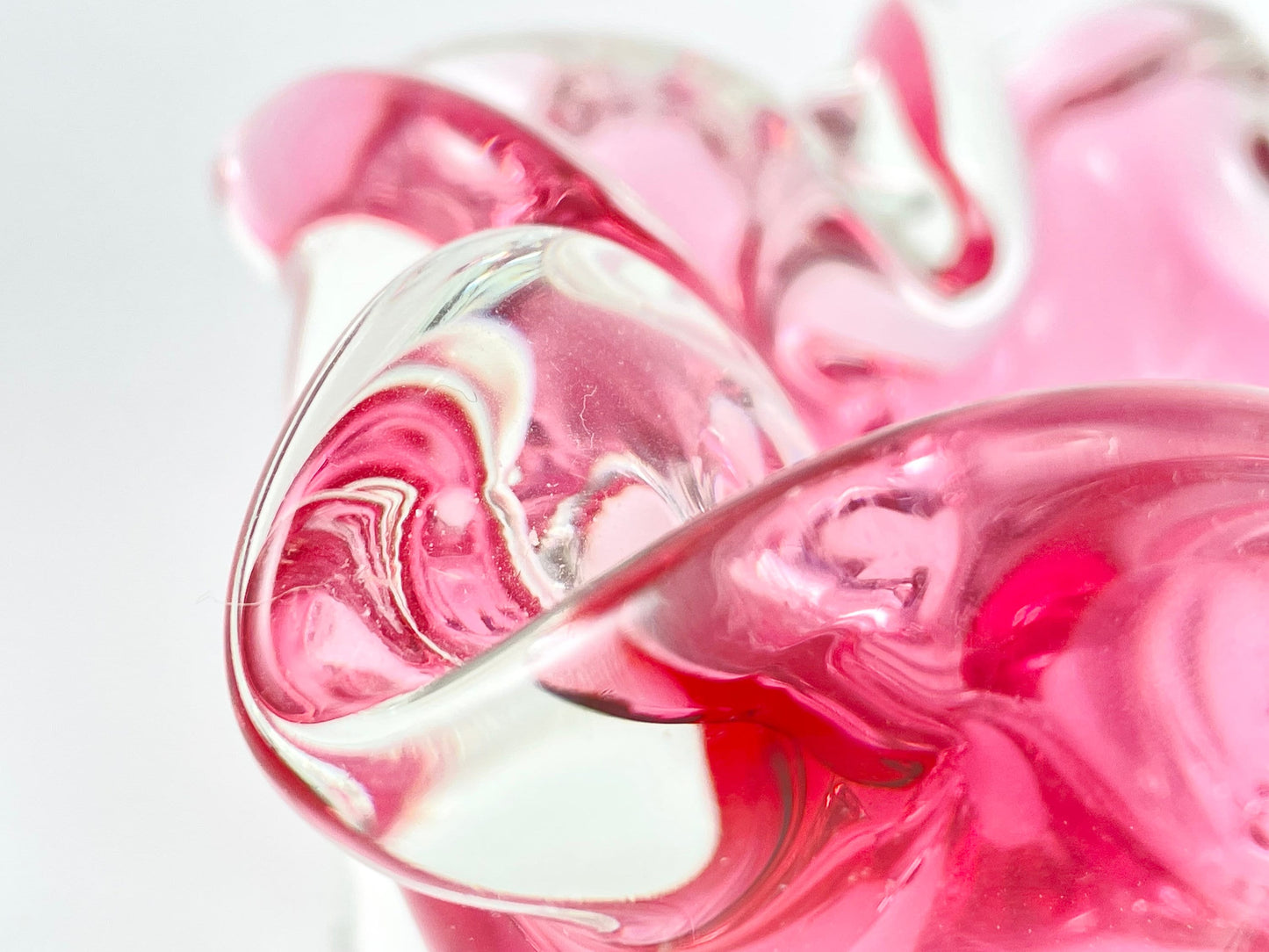 Cranberry Pink Art Glass Vase, Josef Hospodka Chribska Glassworks, Czechoslovakia, Czech/Bohemian Art Glass