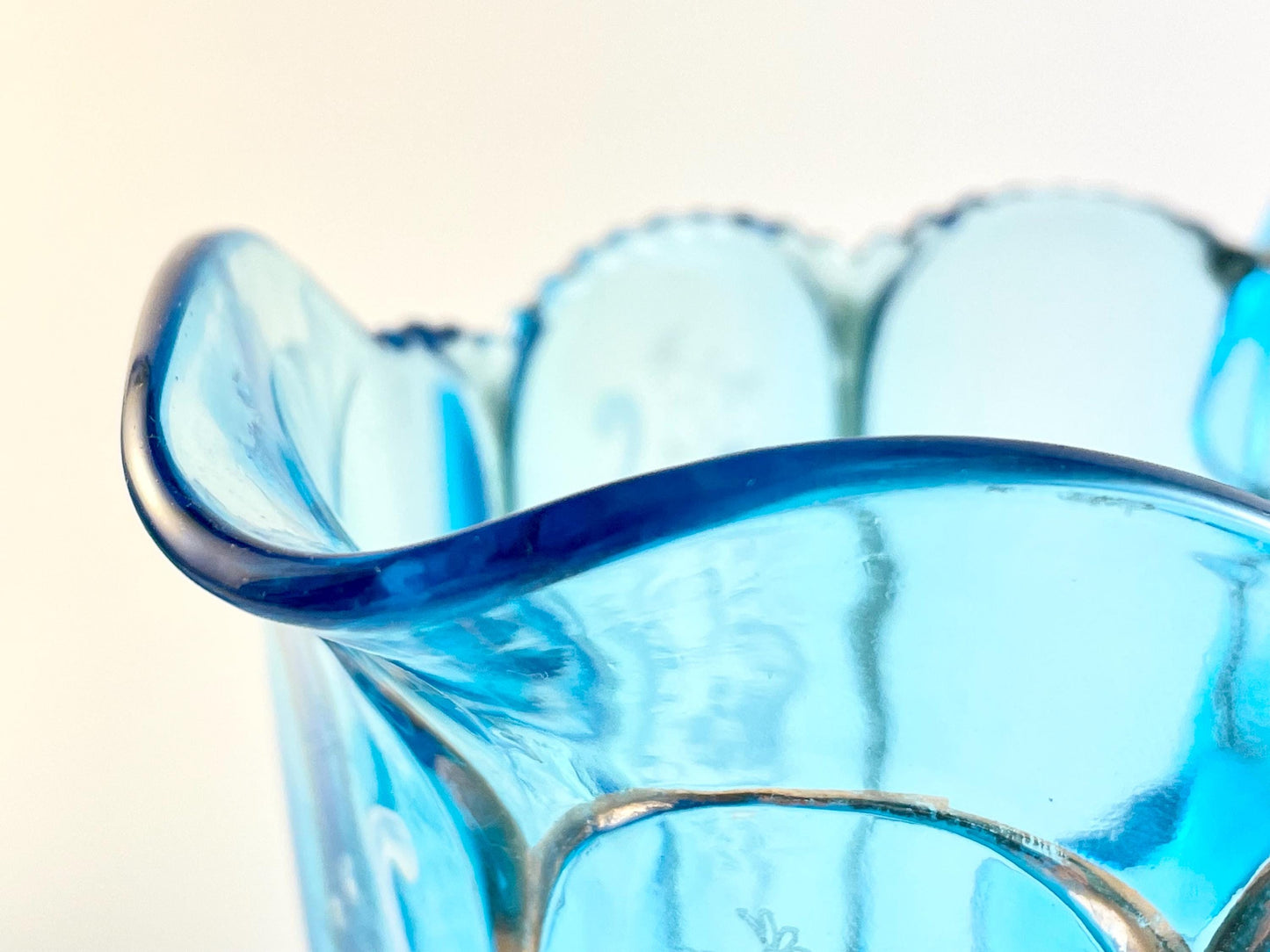 Antique National Glass Co (Northwood Works), Nestor Pattern Blue Creamer and Spooner, EAPG, Circa 1902