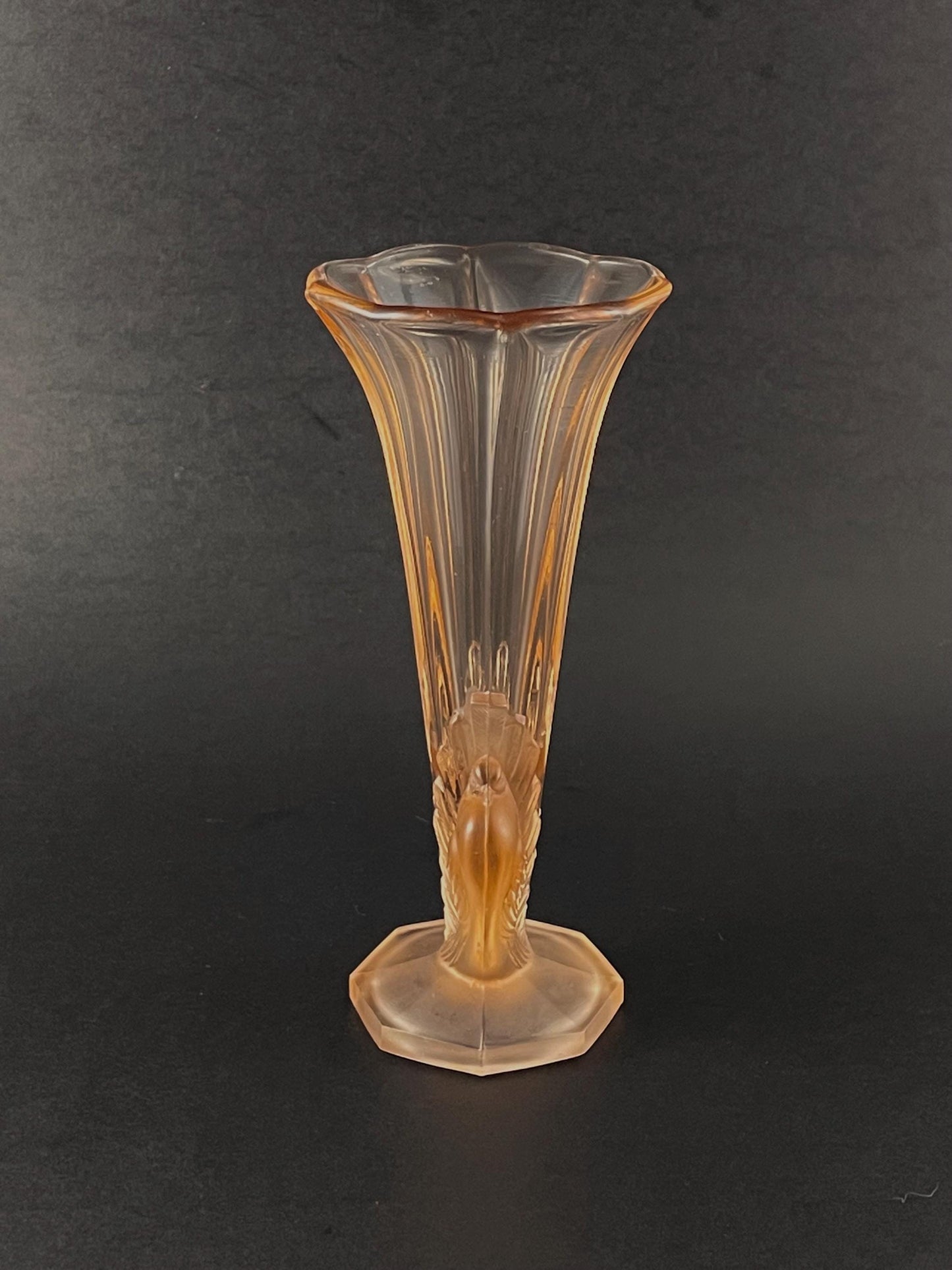 Josef Feigl Turtle Dove Trumpet/Bud Vase 6-1/4", Libochovice Glassworks Czechoslovakia, 1930s