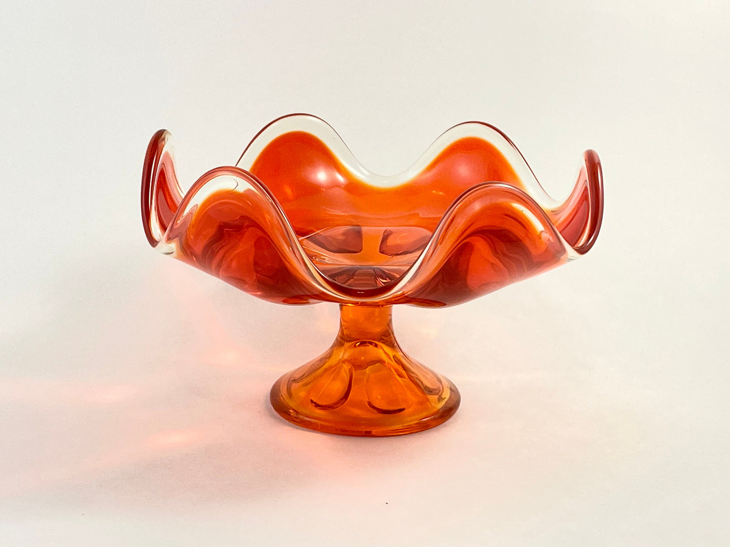 Viking Epic Orange Ruffled Pedestal Bowl