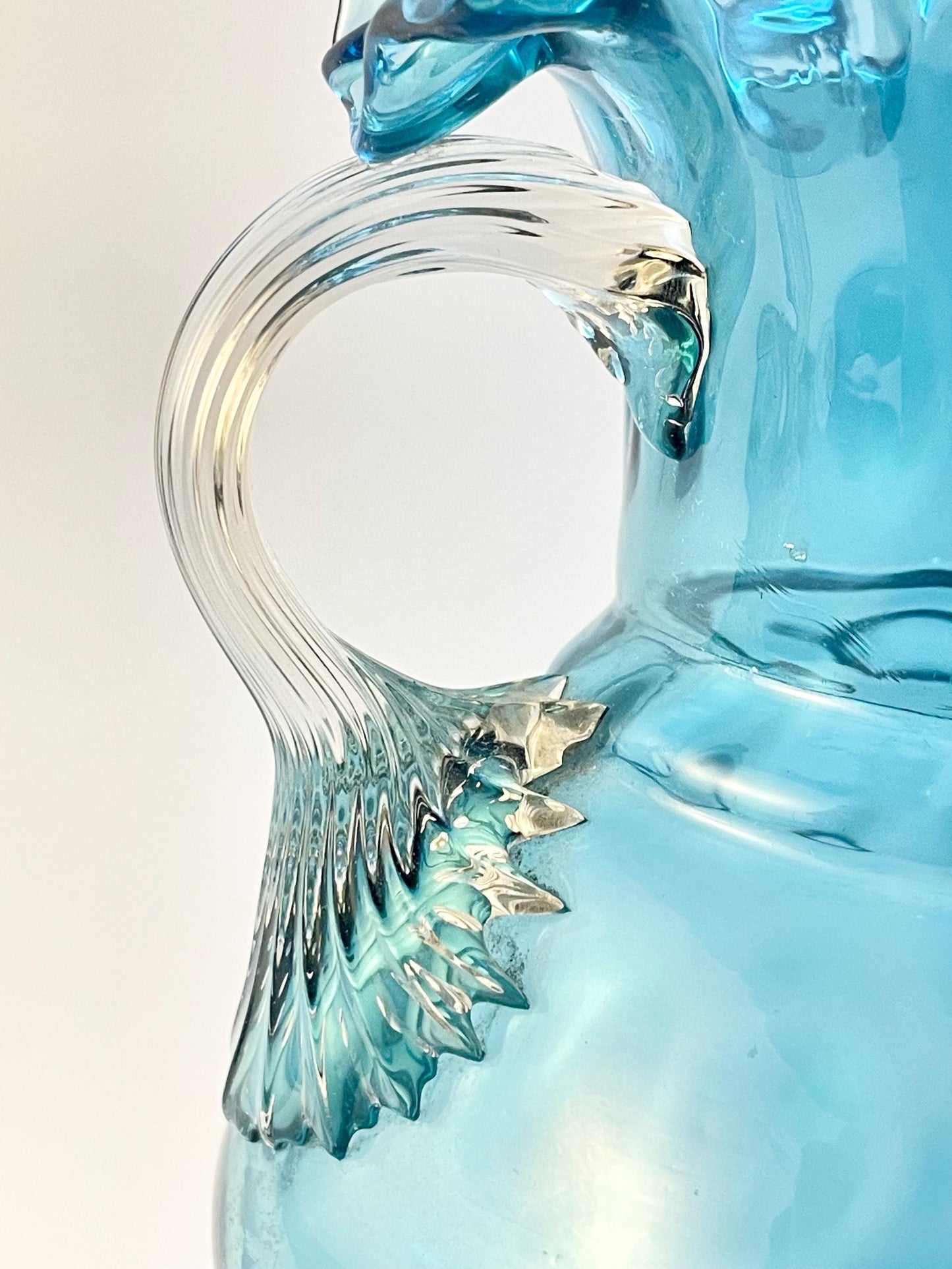 Handblown Double Handled Aqua Blue Inverted Coin Dot Vase