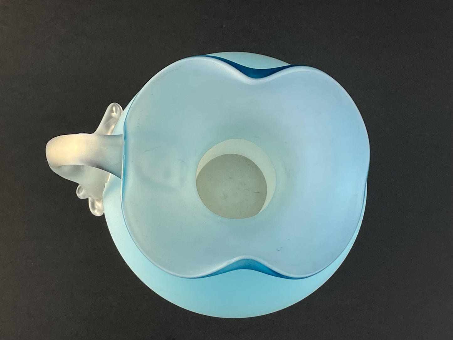Victorian Satin Blue/White Cased Pitcher with Thorn Handle