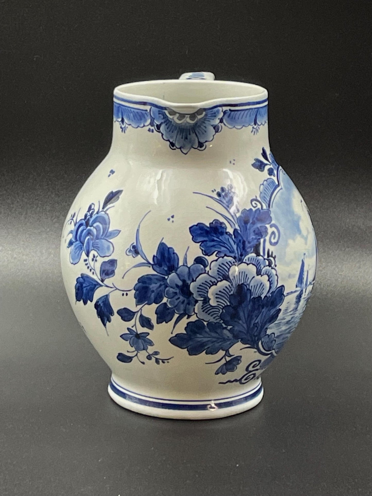 1938 Royal Delft Hand Painted Jug/Pitcher, De Koninklijke Porceleyne Fles, Blue and White Dutch Pottery