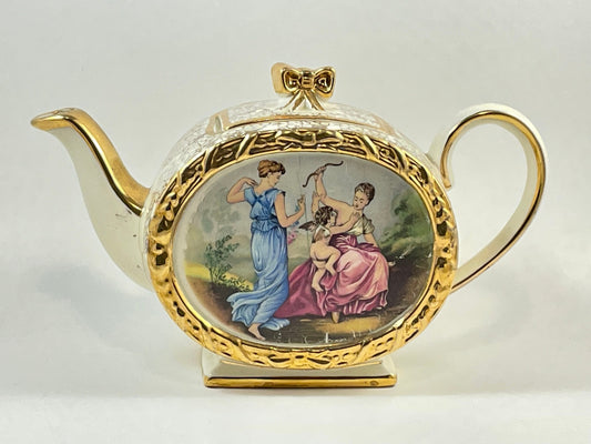 James Sadler Cherub Barrel Teapot Creamer Sugar Set, Vintage 1940s Tea Set, Made in England