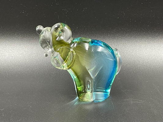 Lorraine Olive/Blue Art Glass Hound Dog, Canadian Art Glass Circa 1962-1974