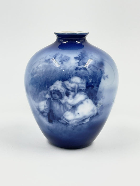 Blue Transferware Vase, Babes in the Woods, Unmarked