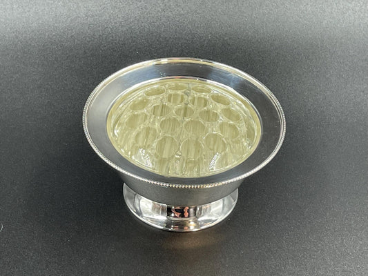 Apex England Silverplated Bowl and Glass Flower Frog
