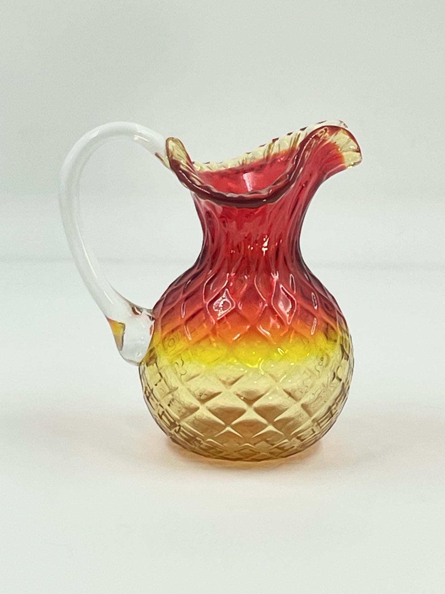 Chalet Amberina Pitcher/Jug Diamond Optic Pattern, Canadian Heritage Glass, Circa 1962-1975