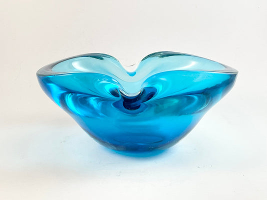 Aqua Blue Art Glass Ashtray/Bowl