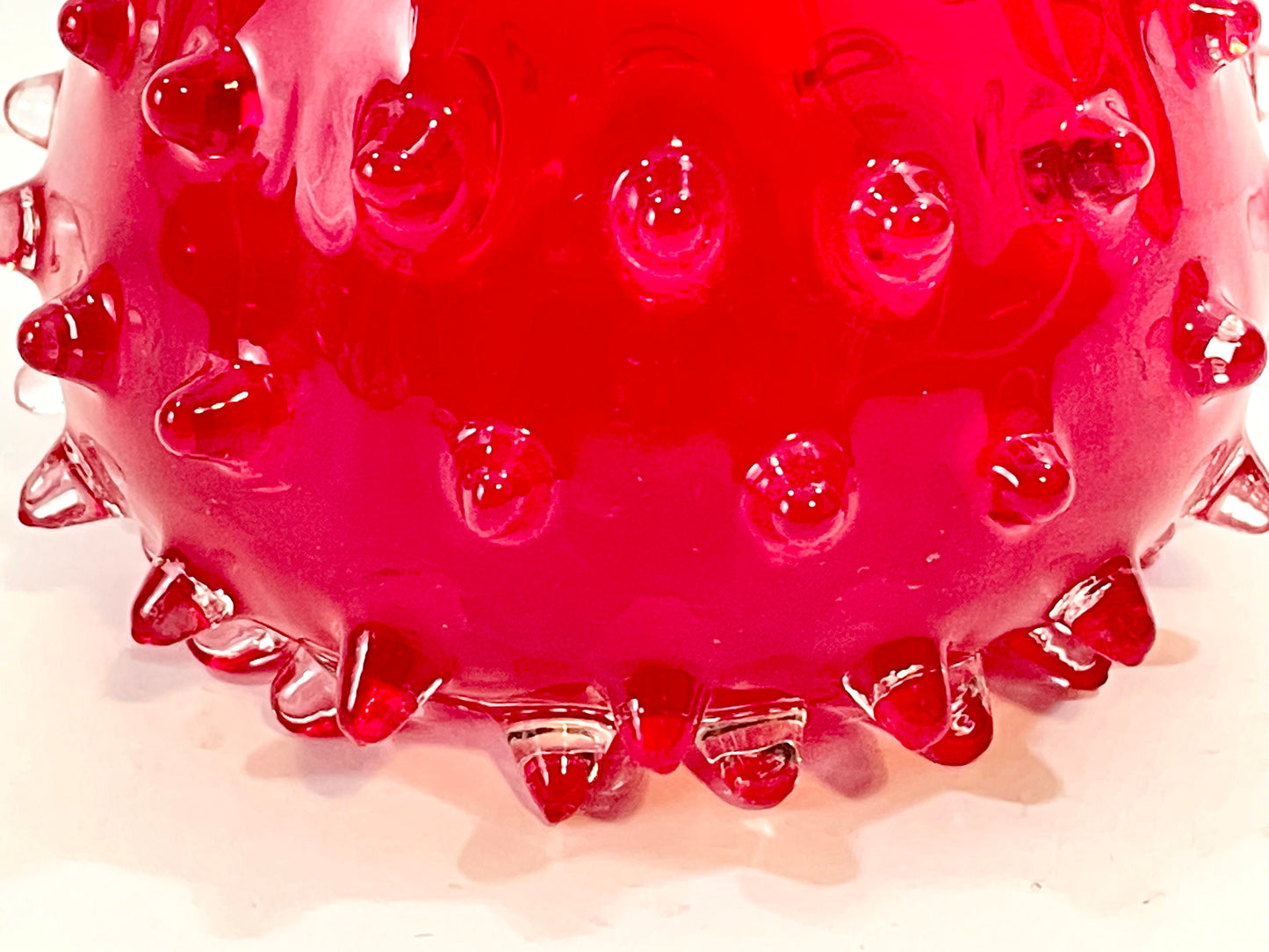 Empoli Red Hobnail Ruffled Rim Vase 6”, Toscany Zena Early American Collection