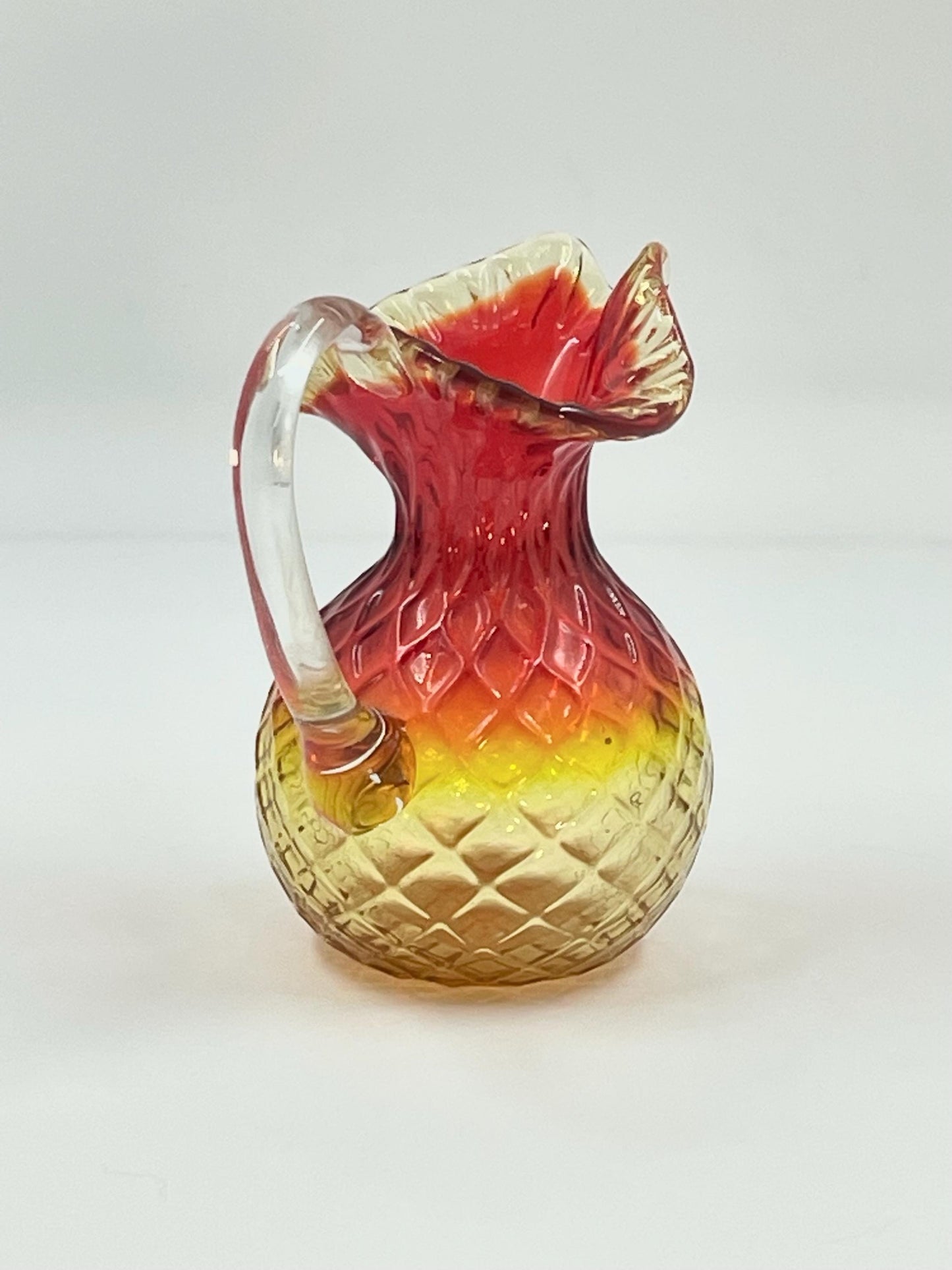 Chalet Amberina Pitcher/Jug Diamond Optic Pattern, Canadian Heritage Glass, Circa 1962-1975