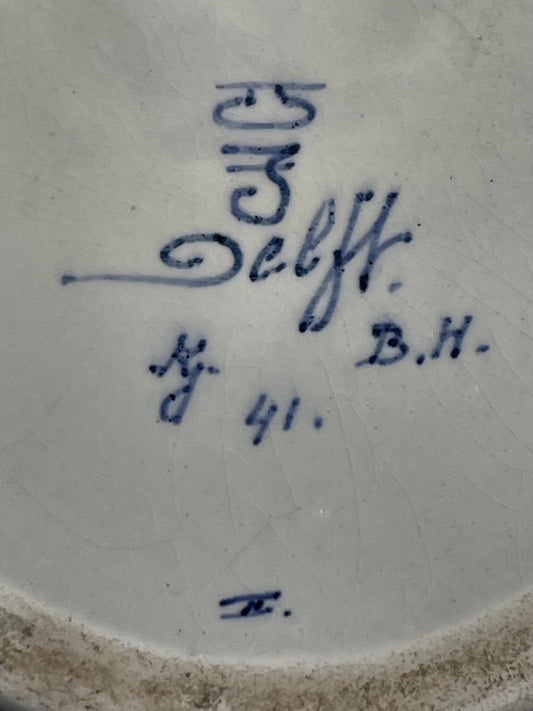 1938 Royal Delft Hand Painted Jug/Pitcher, De Koninklijke Porceleyne Fles, Blue and White Dutch Pottery