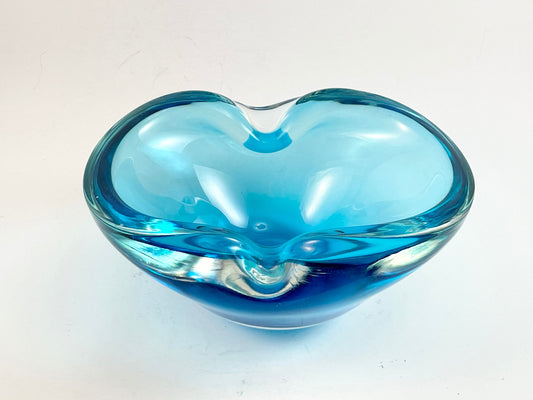 Aqua Blue Art Glass Ashtray/Bowl