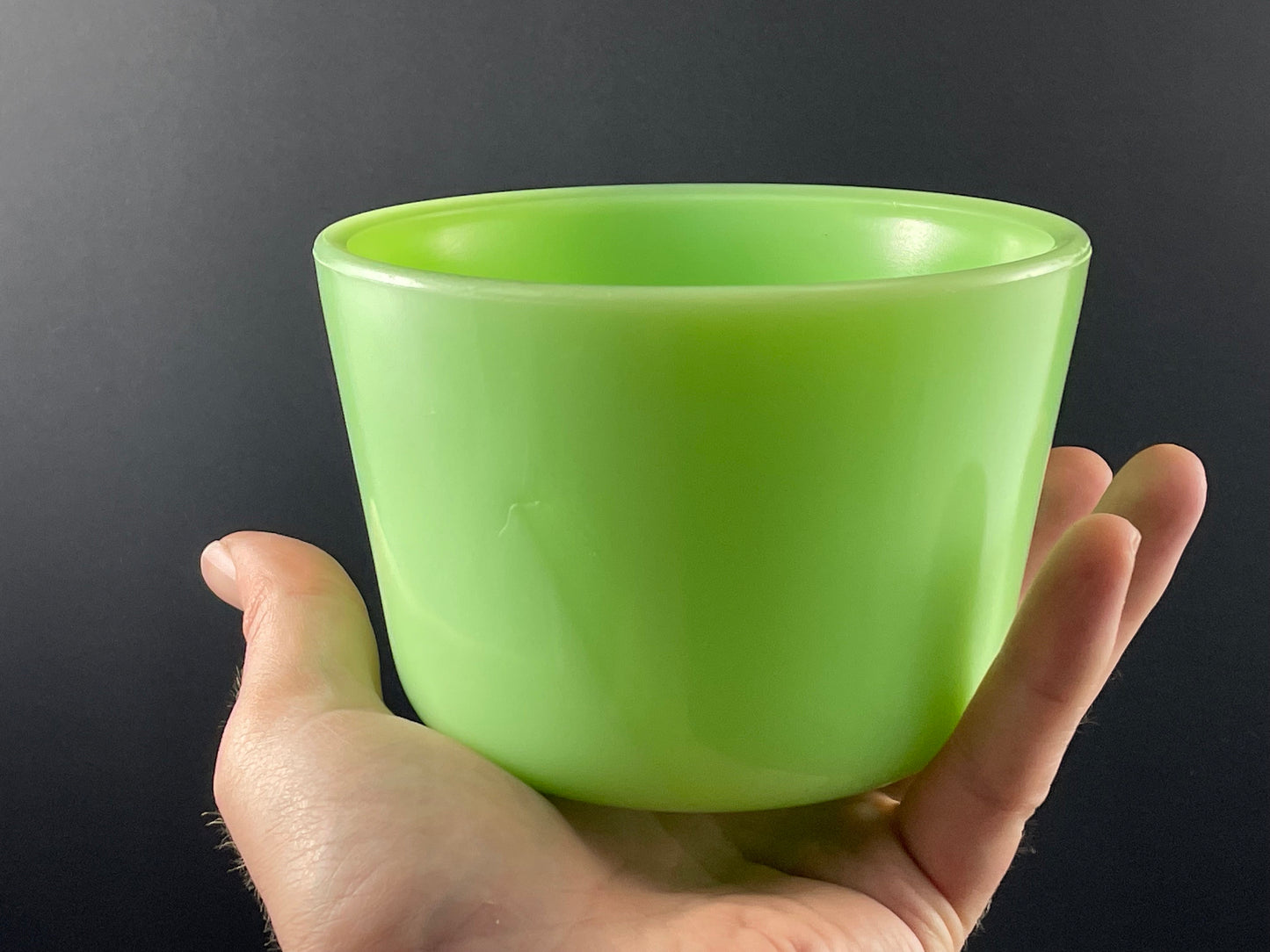 McKee Jadeite Uranium 5" Refrigerator Dish/Canister, Without Lid, 1930s