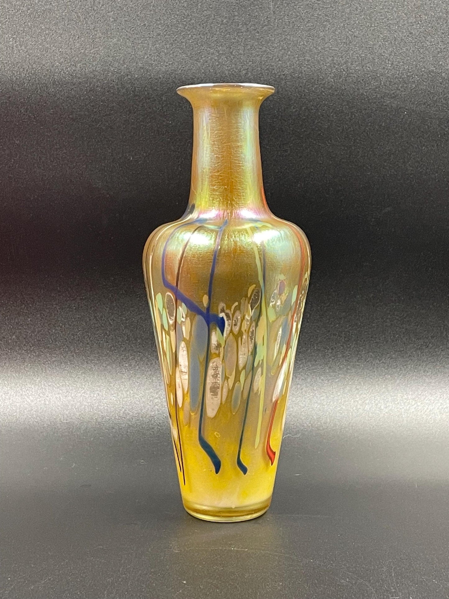 James W Norton Signed Iridescent Art Glass Vase, Jim Norton Glass Artist, Canadian Art Glass Vase
