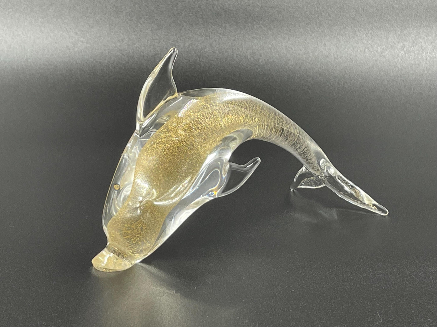 Murano Aventurine Art Glass Dolphin Figurine for Oggetti