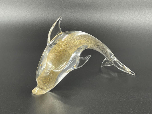 Murano Aventurine Art Glass Dolphin Figurine for Oggetti