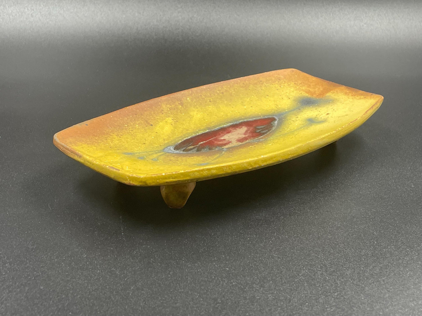 Vintage Footed Pottery Ash Tray or Trinket Dish