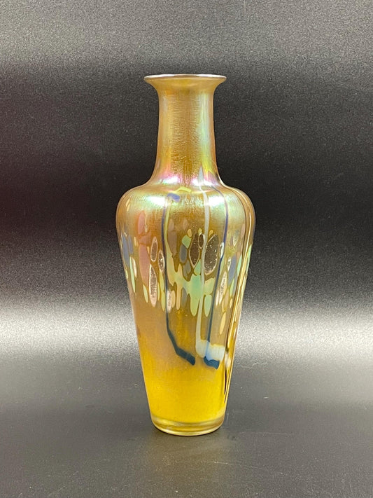 James W Norton Signed Iridescent Art Glass Vase, Jim Norton Glass Artist, Canadian Art Glass Vase