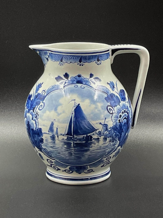 1938 Royal Delft Hand Painted Jug/Pitcher, De Koninklijke Porceleyne Fles, Blue and White Dutch Pottery