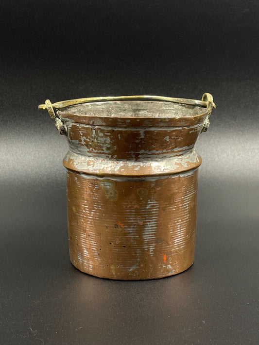 Rustic Middle-Eastern Copper Plated Tin Pot with Handle