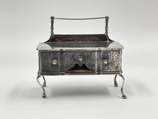 Edwardian Sterling Silver Trinket Jewelry Box, Engraved Empire Day May 24, 1914, Hallmarked Birmingham England 1913, 164 grams