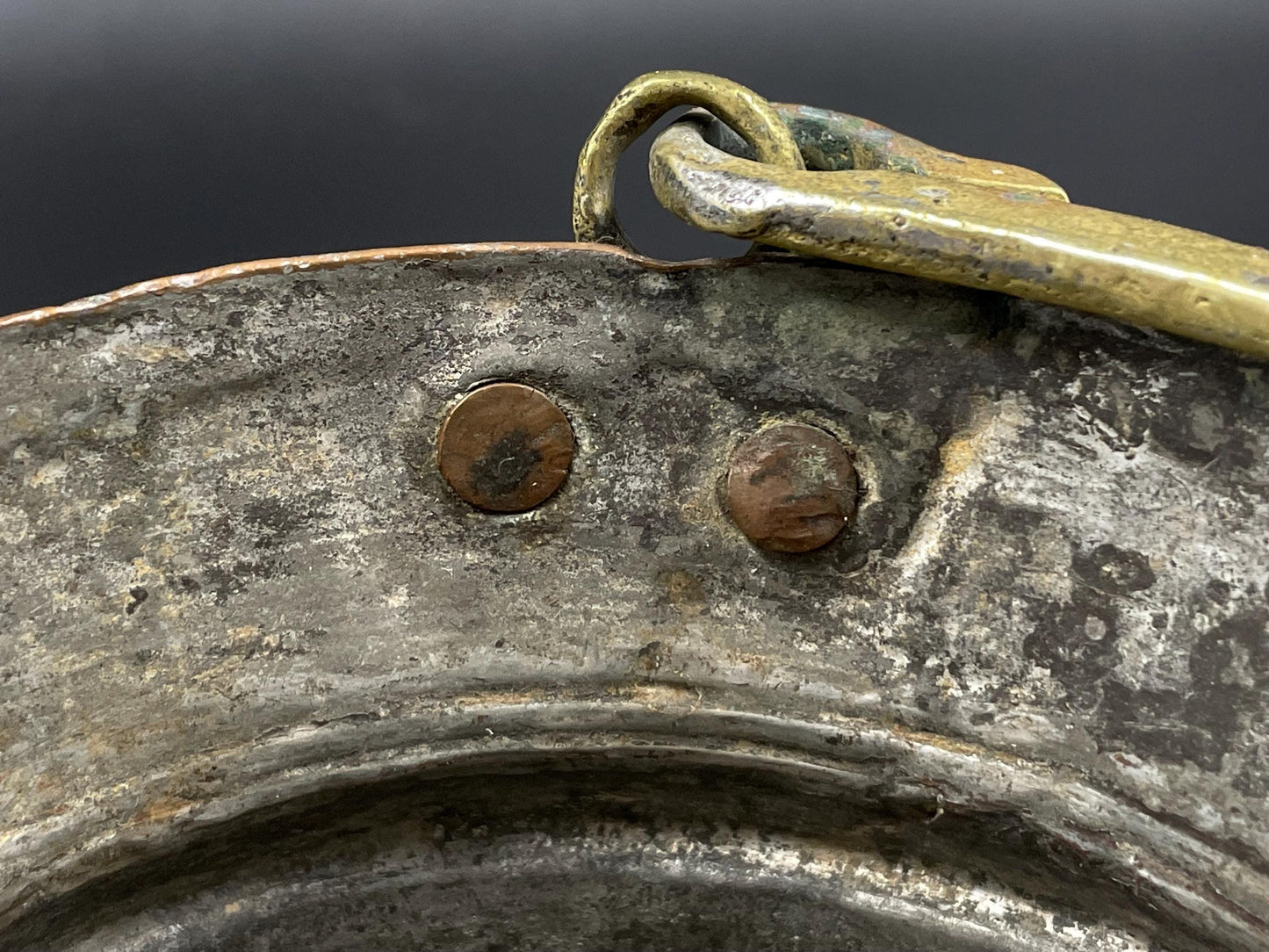 Rustic Middle-Eastern Copper Plated Tin Pot with Handle