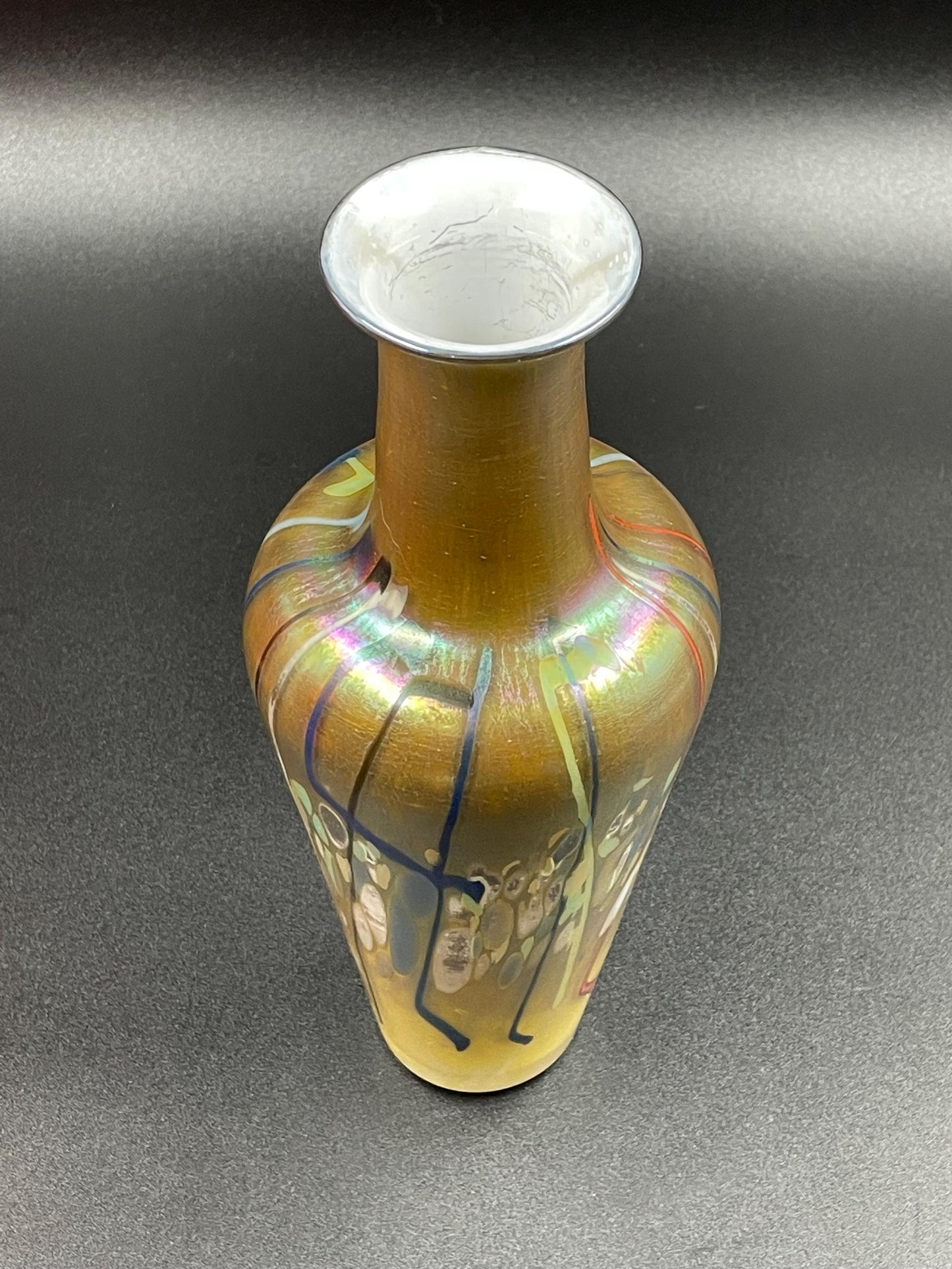 James W Norton Signed Iridescent Art Glass Vase, Jim Norton Glass Artist, Canadian Art Glass Vase