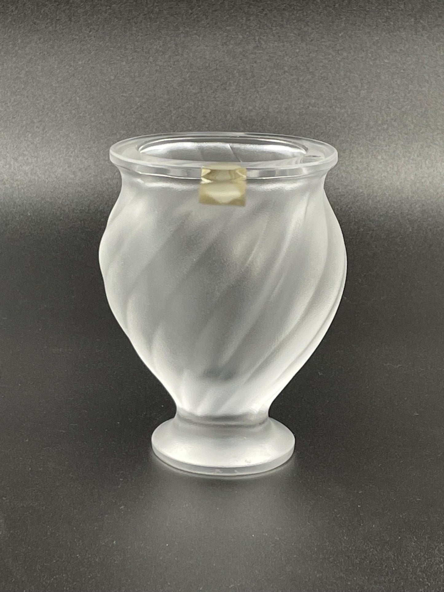 Lalique "Rosine" Flying Doves Frosted Crystal Vase, Signed Lalique (R) France With Sticker