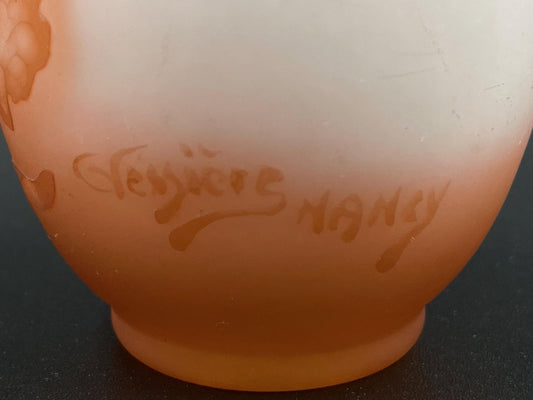 Antique French Cameo Vase Charles Vessiere Nancy, Miniature Cabinet Vase 3”