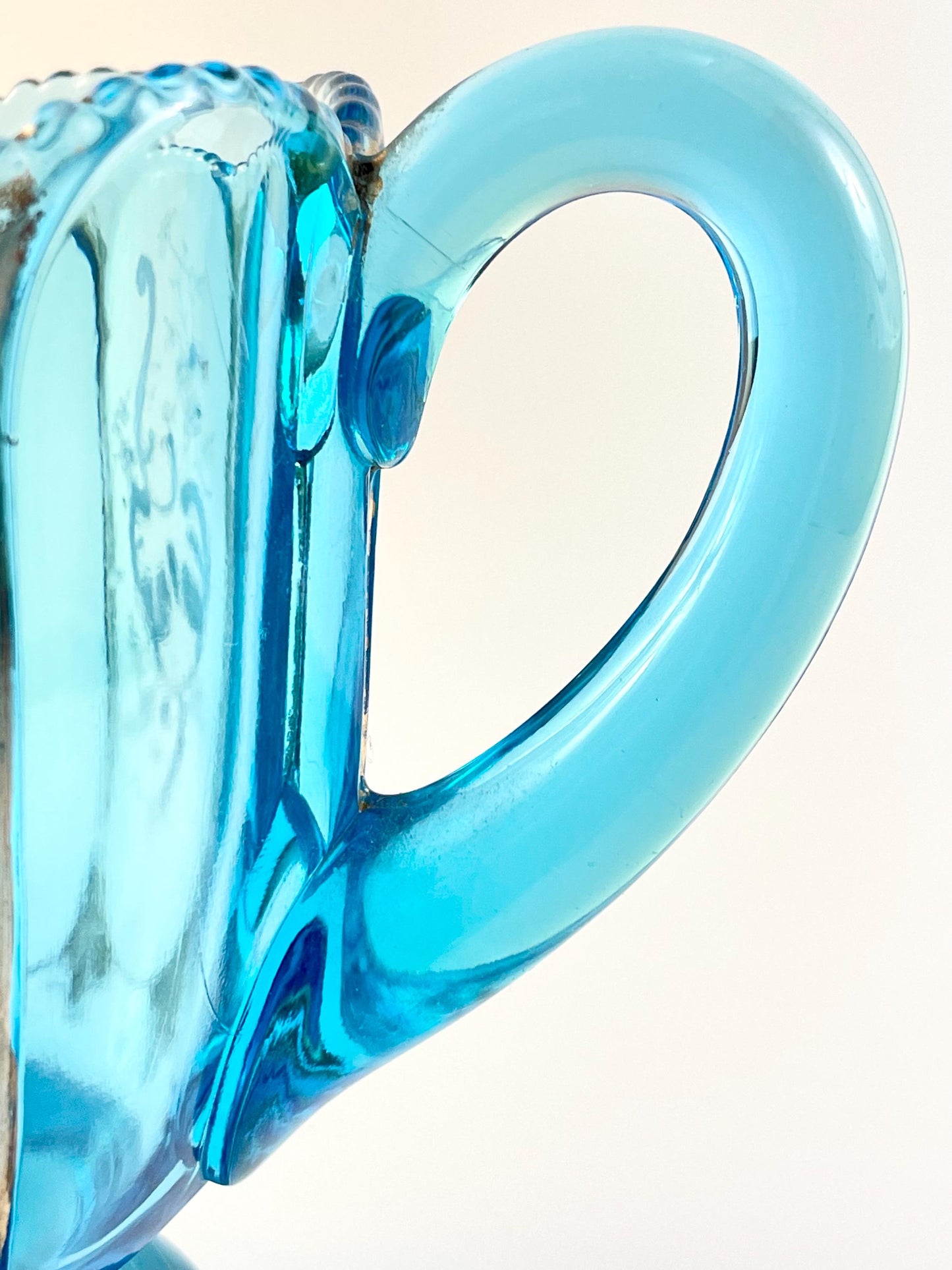 Antique National Glass Co (Northwood Works), Nestor Pattern Blue Creamer and Spooner, EAPG, Circa 1902