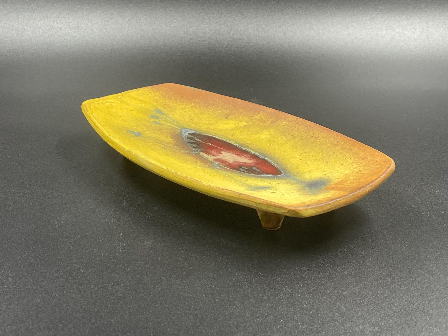 Vintage Footed Pottery Ash Tray or Trinket Dish