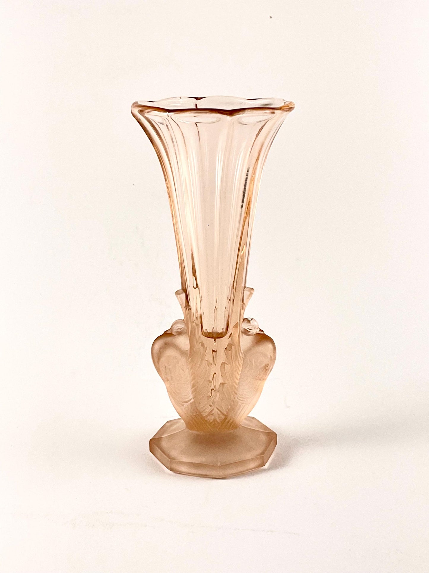 Josef Feigl Turtle Dove Trumpet/Bud Vase 6-1/4", Libochovice Glassworks Czechoslovakia, 1930s