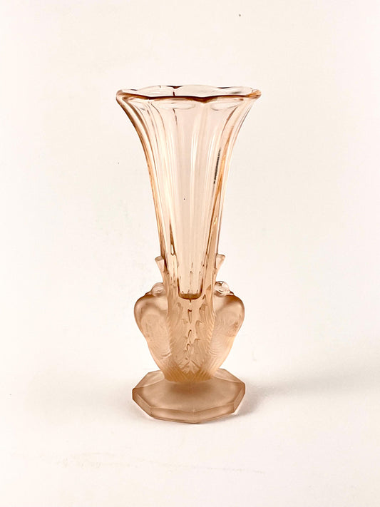 Josef Feigl Turtle Dove Trumpet/Bud Vase 6-1/4", Libochovice Glassworks Czechoslovakia, 1930s