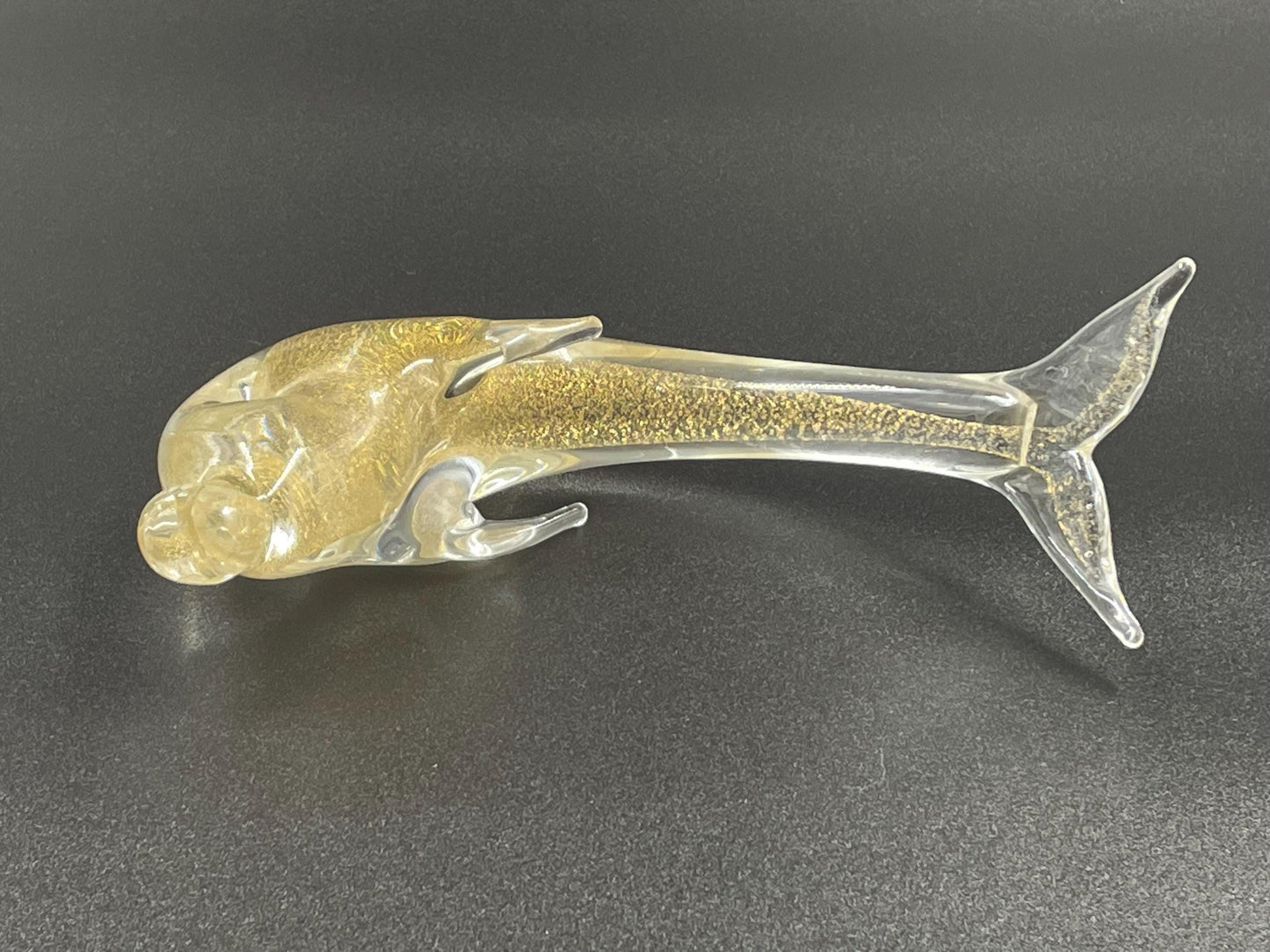 Murano Aventurine Art Glass Dolphin Figurine for Oggetti