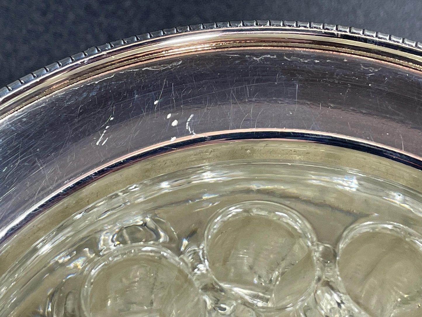 Apex England Silverplated Bowl and Glass Flower Frog