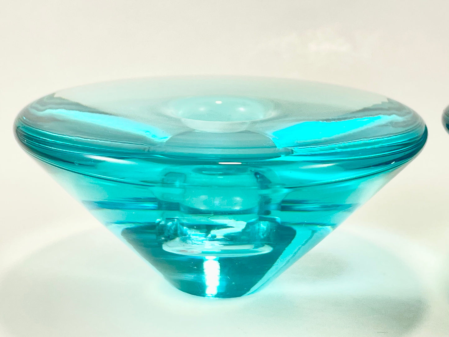 Two (2) Danish Handblown Art Glass Candlestick Holders, Numbered 18352, Holmegaard Glassworks, Denmark