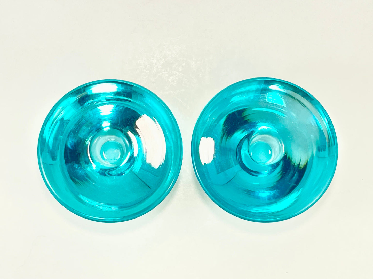 Two (2) Danish Handblown Art Glass Candlestick Holders, Numbered 18352, Holmegaard Glassworks, Denmark
