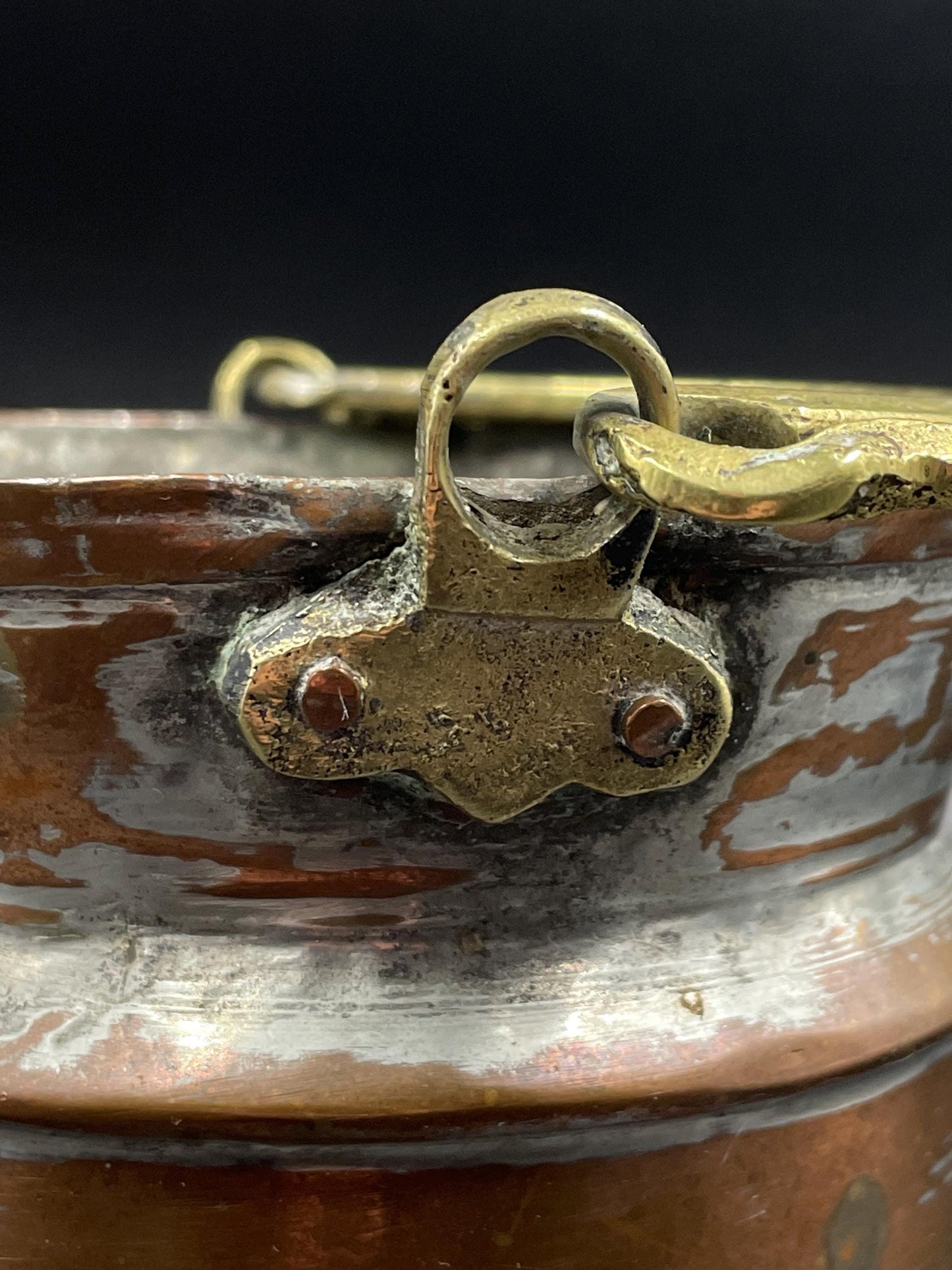 Rustic Middle-Eastern Copper Plated Tin Pot with Handle
