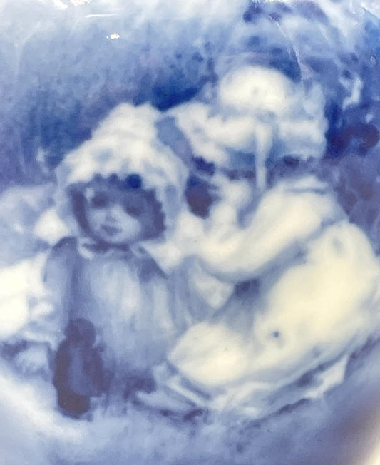 Blue Transferware Vase, Babes in the Woods, Unmarked