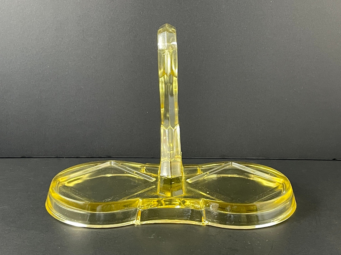 Indiana Glass Art Deco Pyramid Creamer Sugar with Tray Yellow Depression Glass 1926-1932