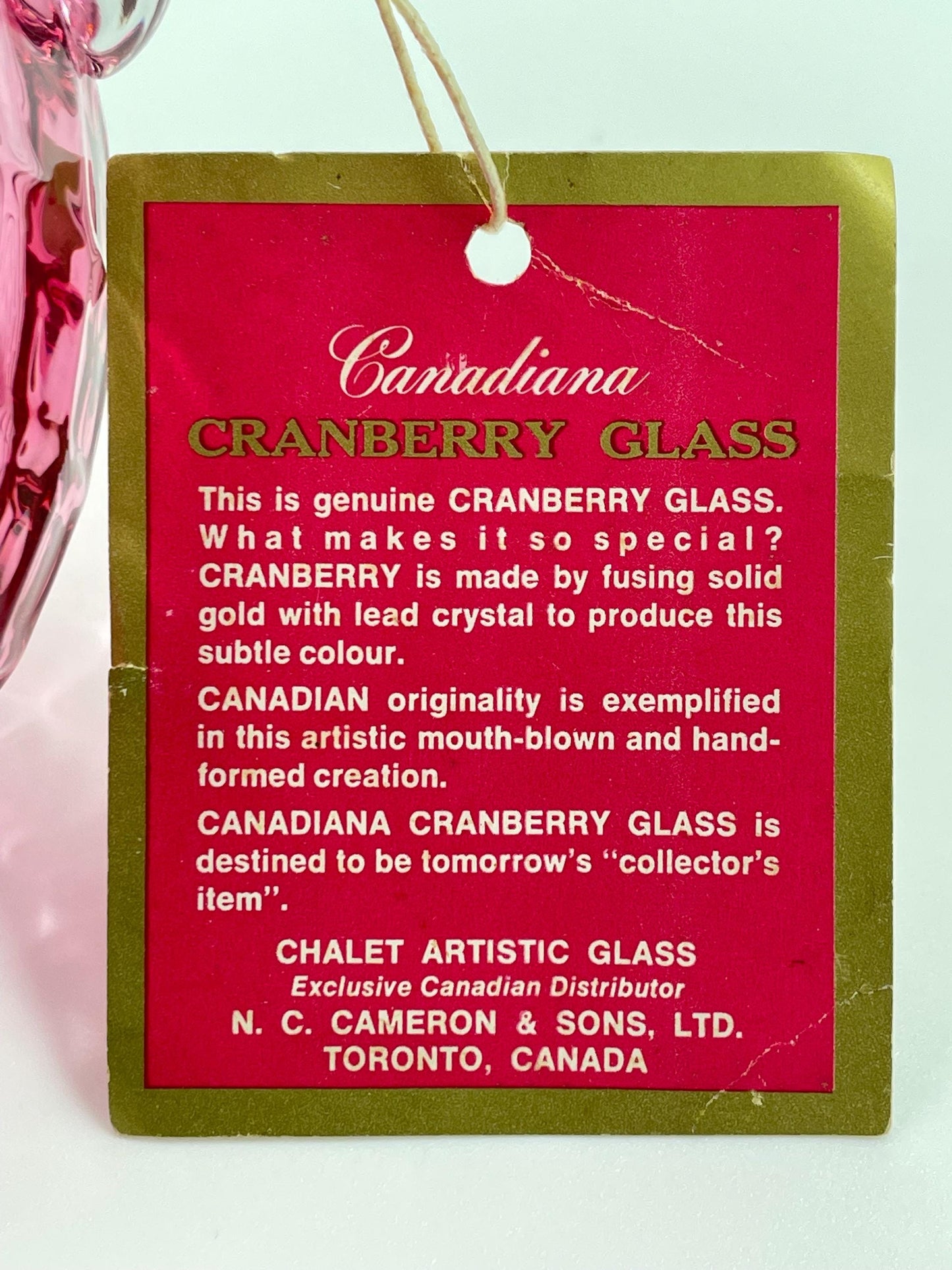 Chalet Cranberry Pitcher Diamond Optic Pattern, Canadiana Collection, With Original Swing Tag, Circa 1962-1975