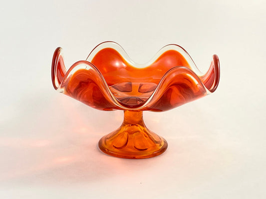 Viking Epic Orange Ruffled Pedestal Bowl