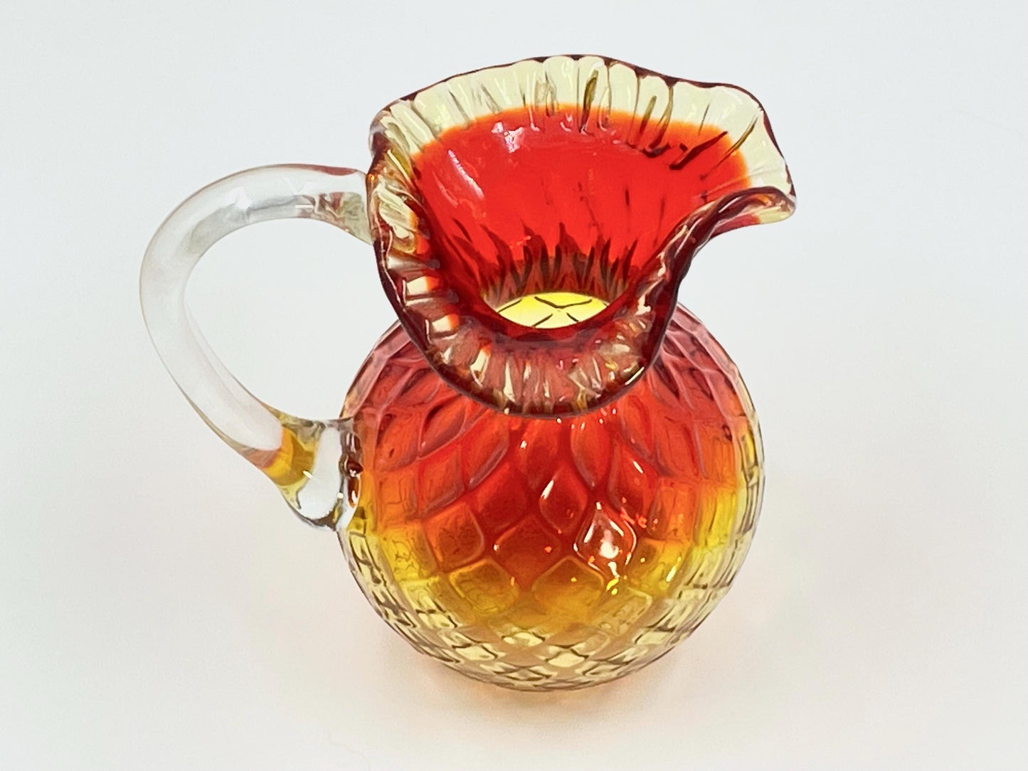Chalet Amberina Pitcher/Jug Diamond Optic Pattern, Canadian Heritage Glass, Circa 1962-1975