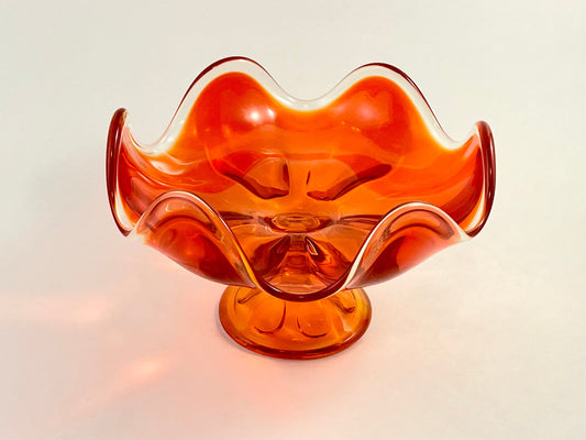 Viking Epic Orange Ruffled Pedestal Bowl