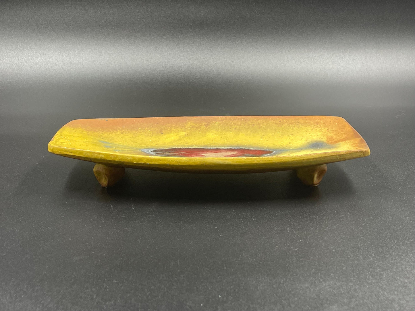 Vintage Footed Pottery Ash Tray or Trinket Dish